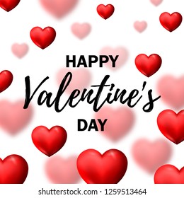 Valentine’s Day greeting card with red hearts. Vector illustration. Space for text. Design for banners, cards, newsletters
