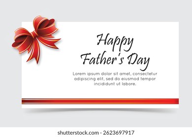 Father’s Day greeting card with ribbon and shadow effect on white background.