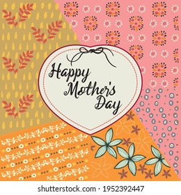 Mother’s Day greeting and Seamless Pattern. Design for paper, fabric, interior decor, fill, cover, wallpaper, wrapping paper. Place for text. Vector illustration
