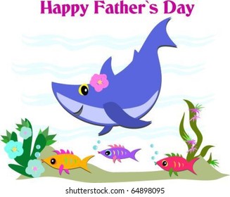 Fatherâ??s Day Greeting with Shark and Fish