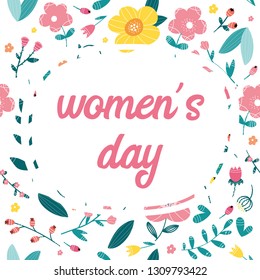 Women’s Day  Greeting, Trendy floral pattern as background. Vector Illustration.