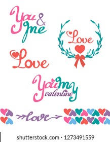 Valentine’s Day hand drawn typography. Brush lettering Love. For greeting card, poster, banner, logo or more.