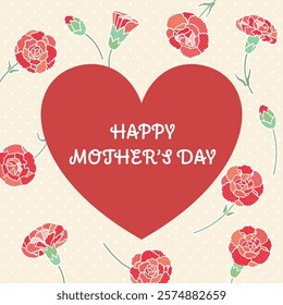 Mother’s Day Heart Frame Illustration
