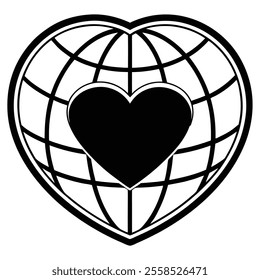Valentine’s Day Heart in Globe Clipart.