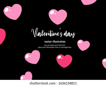 Valentine’s day hearts on black vector background