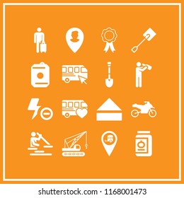 day icon. 16 day vector set. flash off, bus, eject and conserve icons for web and design about day theme