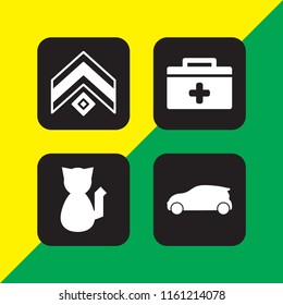 day icon. 4 day set with car, health, pet and military vector icons for web and mobile app