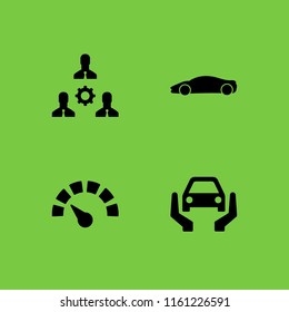 day icon. 4 day set with car and group vector icons for web and mobile app