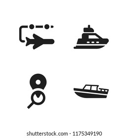 day icon. 4 day vector icons set. travel, placeholder and boat icons for web and design about day theme