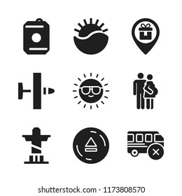 day icon. 9 day vector icons set. eject, sunset and ultralight icons for web and design about day theme