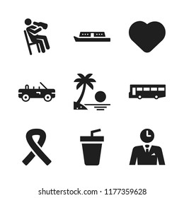 day icon. 9 day vector icons set. sunset, heart and drinking icons for web and design about day theme