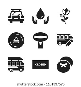 day icon. 9 day vector icons set. eject, bus and closed icons for web and design about day theme