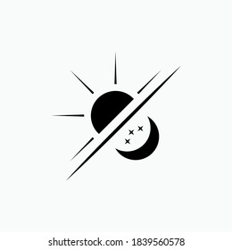 Day Icon. Afternoon and Night Symbol. Sun and Moon Within Glyph Style - Vector.