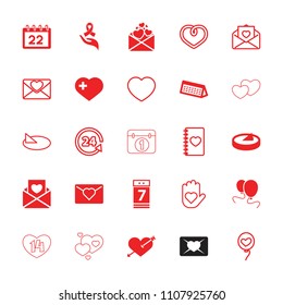 Day icon. collection of 25 day filled and outline icons such as heart with arrow, love letter, heart with cross, ribbon on hand. editable day icons for web and mobile.