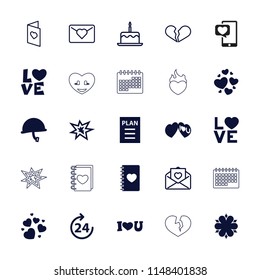 Day icon. collection of 25 day filled and outline icons such as 24 hours, notebook with heart, love word, heart, i love you, plan. editable day icons for web and mobile.