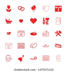 Day icon. collection of 25 day filled and outline icons such as baby basket, calendar, wrench hummer, tulip, heart balloons, heart. editable day icons for web and mobile.