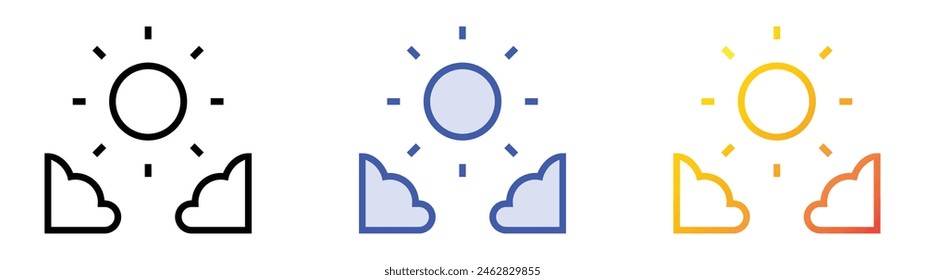 day icon. Linear, Blue Fill and Gradient Style Design Isolated On White Background