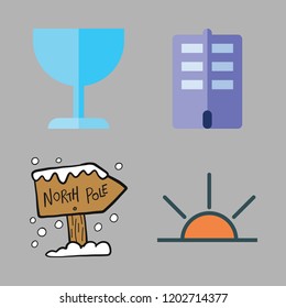 day icon set. vector set about sunrise, cup, north pole and flat icons set.