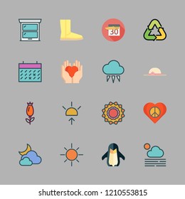 day icon set. vector set about cloud, rose, window and sun icons set.