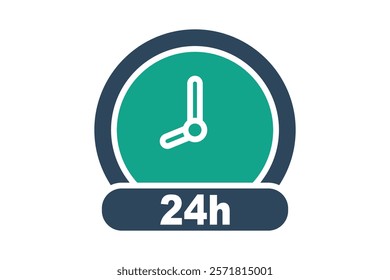 Day icon. solid icon style. clock with 24 h. icon related to time and date. time elements vector illustration