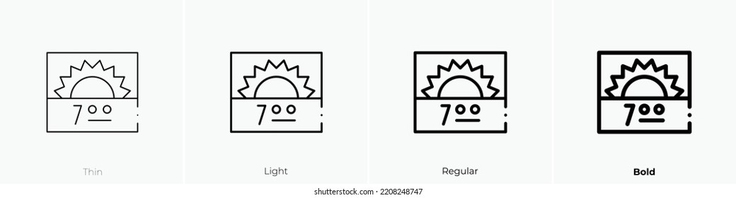 day icon. Thin, Light Regular And Bold style design isolated on white background