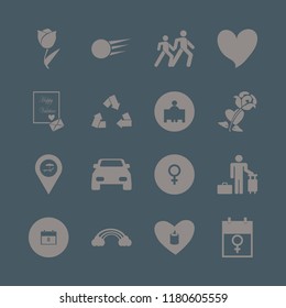 day icon. day vector icons set snowball, tulip, rose heart and pedestrian people
