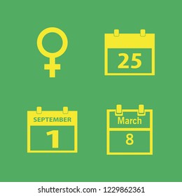 day icon. day vector icons set calendar, march calendar, female gender symbol and first september calendar