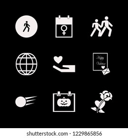 day icon. day vector icons set halloween date on calendar, snowball, heart hand and march calendar