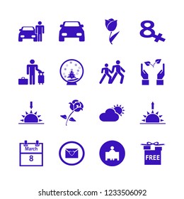 day icon. day vector icons set sunset, car, rose and teacher