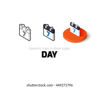 Day icon, vector symbol in flat, outline and isometric style