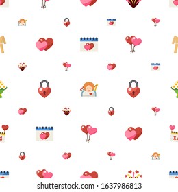day icons pattern seamless. Included editable flat dating, cupid angel, firework, love, heart lock, balloons, bouquet, Valentines Day, pyjamas icons. day icons for web and mobile.
