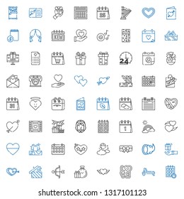 day icons set. Collection of day with schedule, deck chair, love, heart, gifts, cupid, gift, cornucopia, garter, moon, calendar, rainbow, pilgrim. Editable and scalable day icons.
