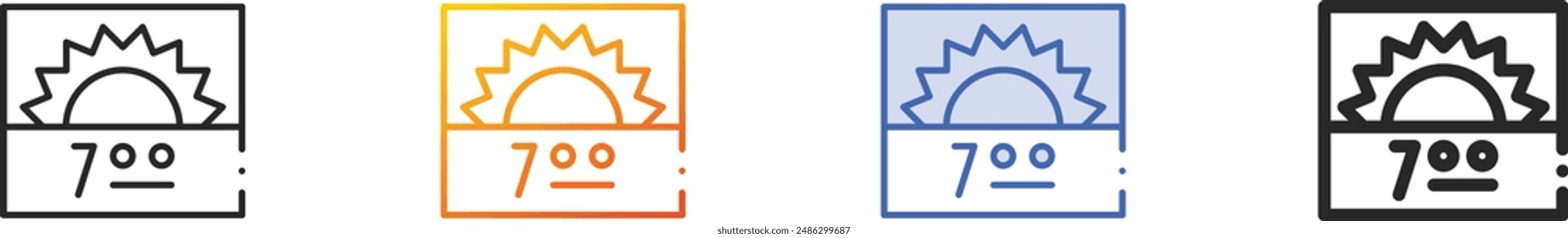 day icon.Thin Linear, Gradient, Blue Stroke and bold Style Design Isolated On White Background