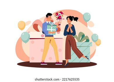 Concepto de Ilustración del Día de San Valentín. Ilustración plana aislada en fondo blanco