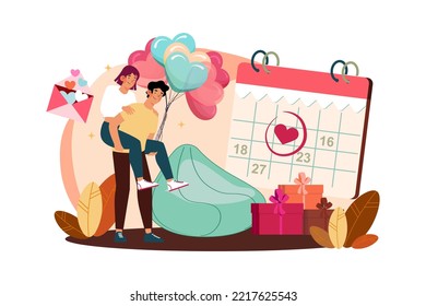 Valentine’s Day Illustration concept. Flat illustration isolated on white background