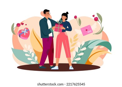 Valentine’s Day Illustration concept. Flat illustration isolated on white background
