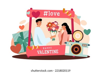 Valentine’s Day Illustration concept. Flat illustration isolated on white background
