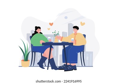 Valentine’s Day Illustration concept. A flat illustration isolated on white background