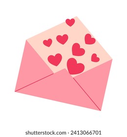 Valentine’s Day illustration with envelope with hearts