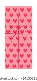 Valentine’s Day illustration with gift box with hearts