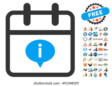 Day Information pictogram with bonus 2017 images. Vector illustration style is flat iconic symbols, white background.