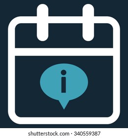 Day Information vector icon. Style is bicolor flat symbol, blue and white colors, rounded angles, dark blue background.