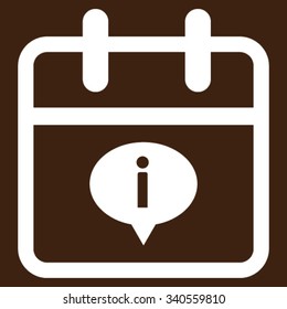 Day Information vector icon. Style is flat symbol, white color, rounded angles, brown background.