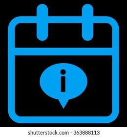 Day Information vector icon. Style is flat symbol, blue color, rounded angles, black background.