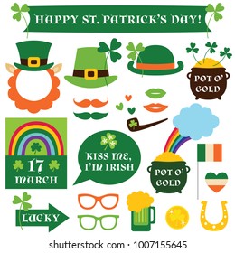 Patrick’s Day isolated design elements and photo booth props set