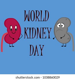 day of the kidney and kidney sick and healthy. vector and illustration.
