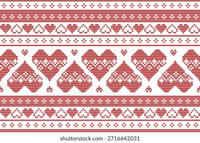 Valentine’s Day knitted red heart background