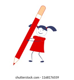 day of knowledge, teacher's day, a cartoon little girl with a pencil