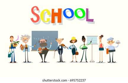 Day Of Knowledge.School Staff . Vector Illustration.