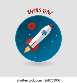 Day of landing humans on Mars. Vector